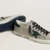 Super-Star pour homme en nappa et daim avec étoile en cuir vert imprimé croco