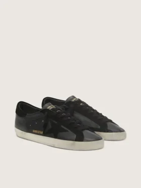 Super-Star pour homme en nappa noir avec étoile et languette de talon en daim noir