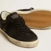 Super-Star pour homme en nubuck noir avec étoile perforée et languette de talon en nubuck noir