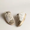 Super-Star Sabot avec étoile en cuir blanc et doublure en peau de mouton