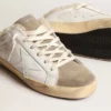 Super-Star Sabot avec étoile en cuir blanc et doublure en peau de mouton