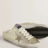 Super-Star Sabot en cuir plaqué platine avec étoile en daim beige