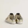 Super-Star Sabot en cuir plaqué platine avec étoile en daim beige