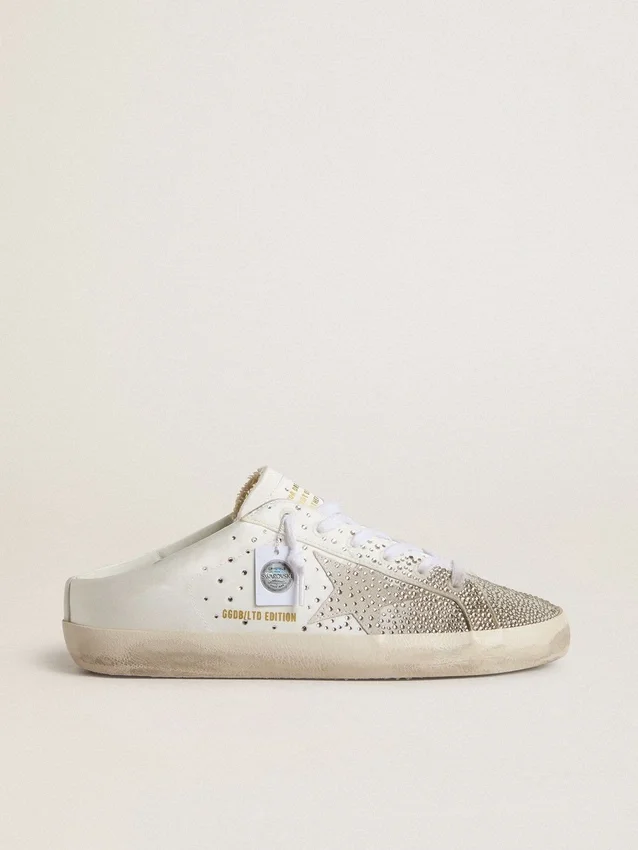 Super-Star Sabot LTD pour femme avec étoile en daim gris et cristaux Swarovski
