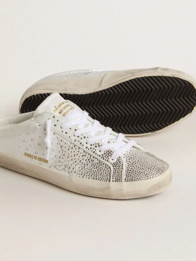 Super-Star Sabot LTD pour femme avec étoile en daim gris et cristaux Swarovski