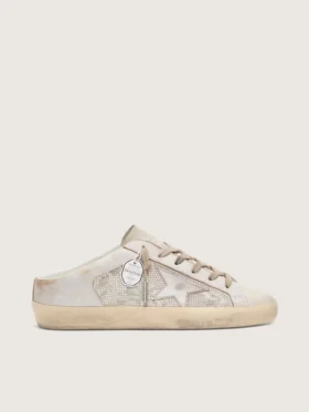 Super-Star Sabot LTD pour femme en Swarovski avec étoile en cuir argent métallisé