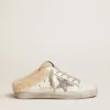 Super-Star Sabot pour femme en cuir blanc et doublure en peau de mouton