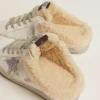Super-Star Sabot pour femme en cuir blanc et doublure en peau de mouton