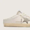 Super-Star Sabot pour femme en cuir blanc orné d'une étoile Swarovski