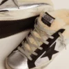 Super-Star Sabot pour femme en cuir laminé argenté avec étoile noire