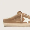 Super-Star Sabot pour femme en daim couleur tabac avec étoile en cuir blanc