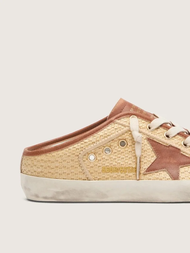 Super-Star Sabot pour femme en raphia avec étoile rouge brique