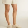 Super-Star Sabot pour femme en toile beige avec perles brodées et étoile en daim beige