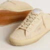 Super-Star Sabot pour femme en toile beige avec perles brodées et étoile en daim beige