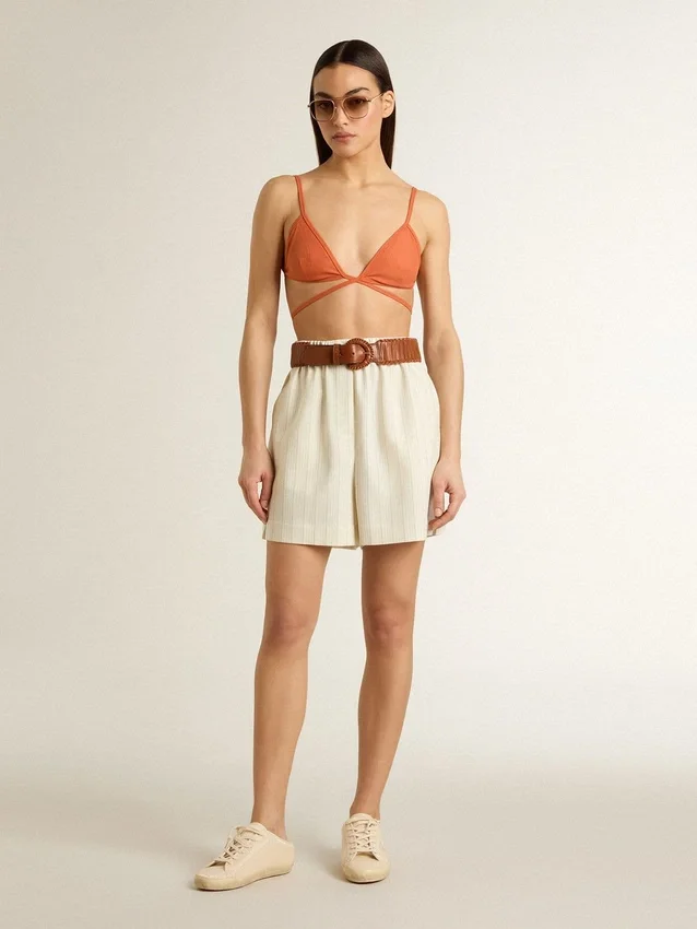 Super-Star Sabot pour femme en toile beige avec perles brodées et étoile en daim beige