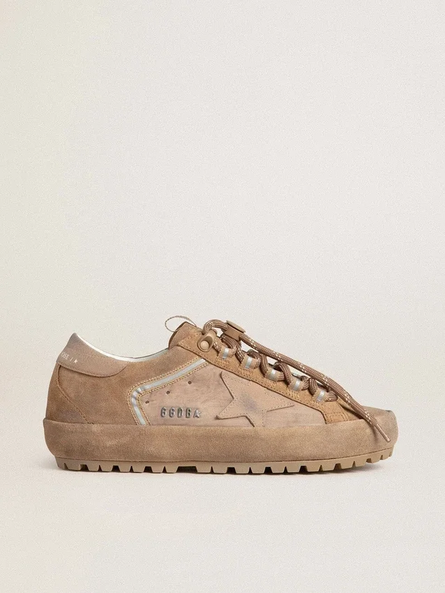 Super-Star Ski pour femme en daim Dolmias et caramel, avec étoile et languette de talon en nubuck marbré