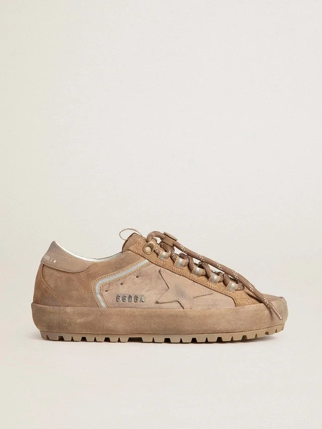 Super-Star Ski pour homme en daim Dolmias et caramel, avec étoile et languette au talon en nubuck marbré