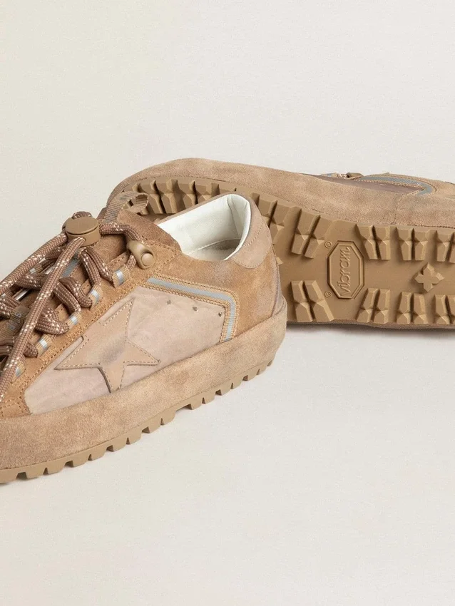 Super-Star Ski pour homme en daim Dolmias et caramel, avec étoile et languette au talon en nubuck marbré