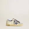 Super-Star Young avec étoile en cuir bleu et empiècements en daim gris glacier