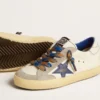 Super-Star Young avec étoile en cuir bleu et empiècements en daim gris glacier