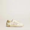 Super-Star Young avec étoile en cuir lilas et languette de talon pailletée