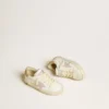 Super-Star Young avec étoile en cuir lilas et languette de talon pailletée