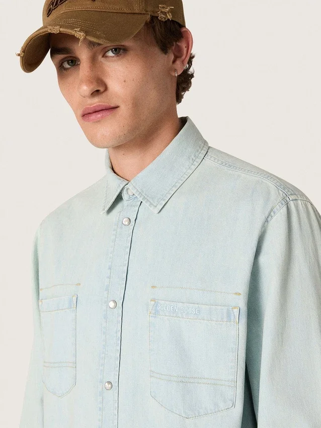 Surchemise pour homme en denim bleu clair