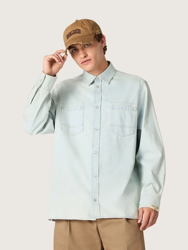 Surchemise pour homme en denim bleu clair