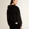 Sweat à capuche noir pour femme en mélange de coton avec fermeture éclair