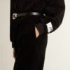 Sweat à capuche noir pour femme en mélange de coton avec fermeture éclair