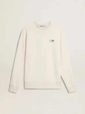Sweat-shirt blanc en coton pour homme avec imprimé dans le dos