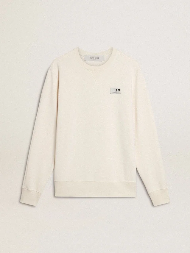 Sweat-shirt blanc en coton pour homme avec imprimé dans le dos