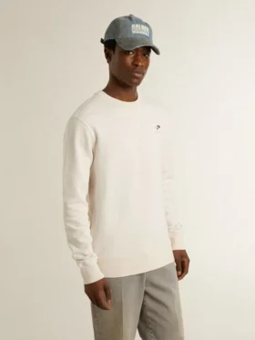 Sweat-shirt blanc en coton pour homme avec imprimé dans le dos