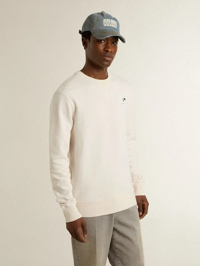 Sweat-shirt blanc en coton pour homme avec imprimé dans le dos