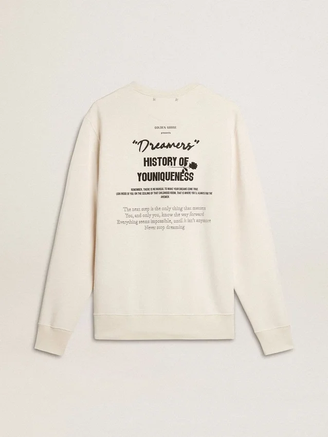 Sweat-shirt blanc en coton pour homme avec imprimé dans le dos