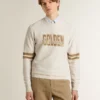 Sweat-shirt blanc en coton pour homme avec imprimé sur le devant