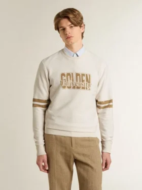 Sweat-shirt blanc en coton pour homme avec imprimé sur le devant