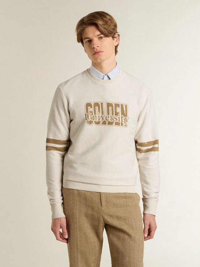 Sweat-shirt blanc en coton pour homme avec imprimé sur le devant