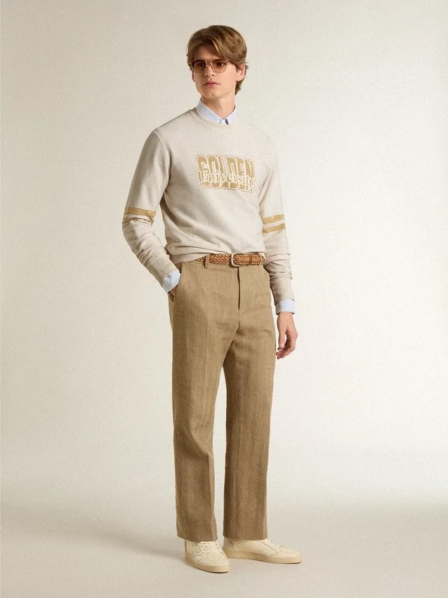 Sweat-shirt blanc en coton pour homme avec imprimé sur le devant