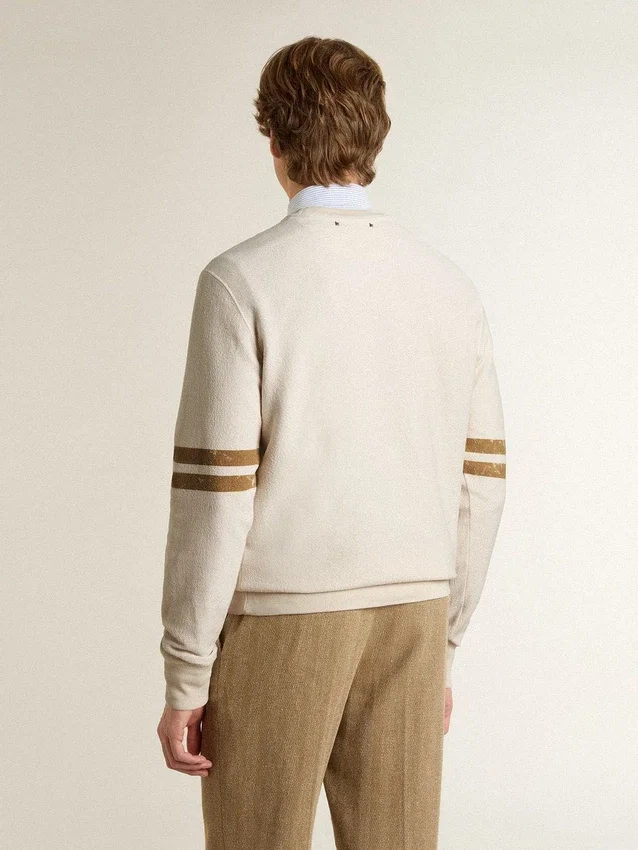 Sweat-shirt blanc en coton pour homme avec imprimé sur le devant