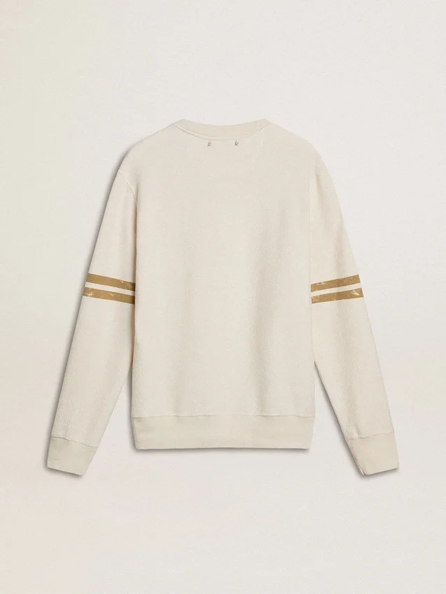 Sweat-shirt blanc en coton pour homme avec imprimé sur le devant