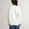 Sweat-shirt blanc pour fille avec inscription dorée multicolore sur le devant