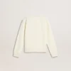 Sweat-shirt blanc pour fille avec inscription dorée multicolore sur le devant