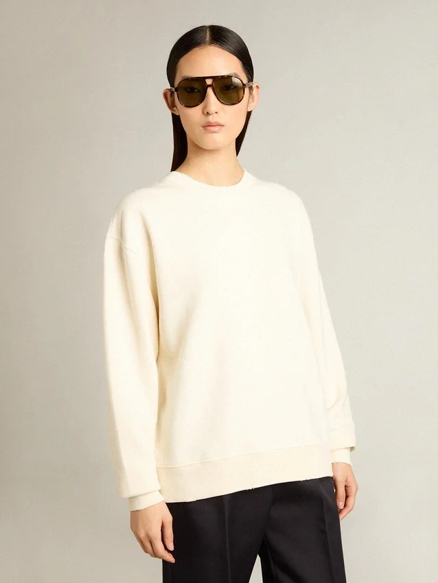 Sweat-shirt blanc vieilli avec logo inversé dans le dos - Capsule Jersey