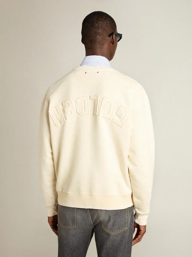 Sweat-shirt blanc vieilli avec logo inversé dans le dos - Capsule Jersey