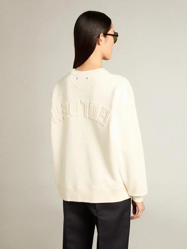 Sweat-shirt blanc vieilli avec logo inversé dans le dos - Capsule Jersey