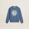 Sweat-shirt bleu pour enfant avec empiècements blancs en relief