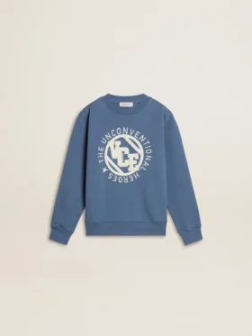 Sweat-shirt bleu pour enfant avec empiècements blancs en relief