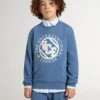 Sweat-shirt bleu pour enfant avec empiècements blancs en relief