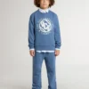 Sweat-shirt bleu pour enfant avec empiècements blancs en relief